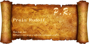 Preis Rudolf névjegykártya